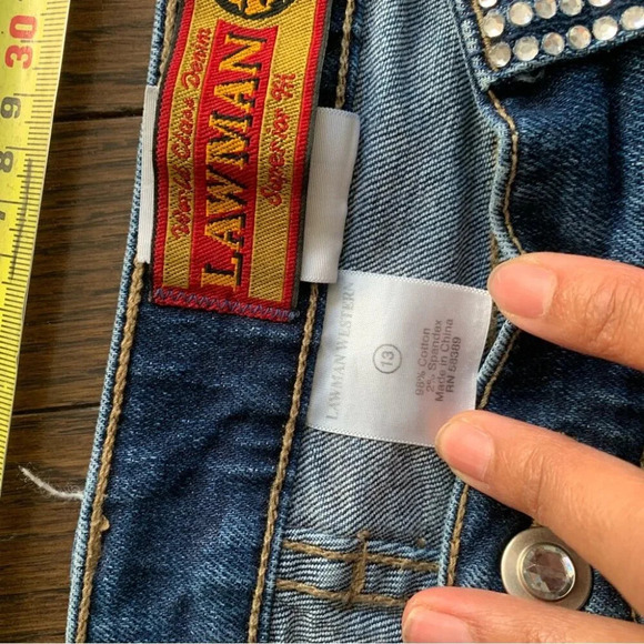 LAWMAN Vintage Embellished Western Cowgirl Semi Flare Denim Jeans Size 32 - Picture 5 of 16